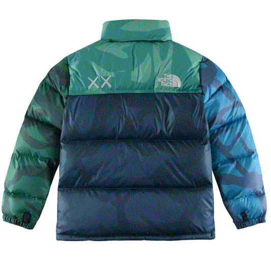 KAWS x The North Face Youth Retro 1996 Nuptse Jacket Green Nuptse Print