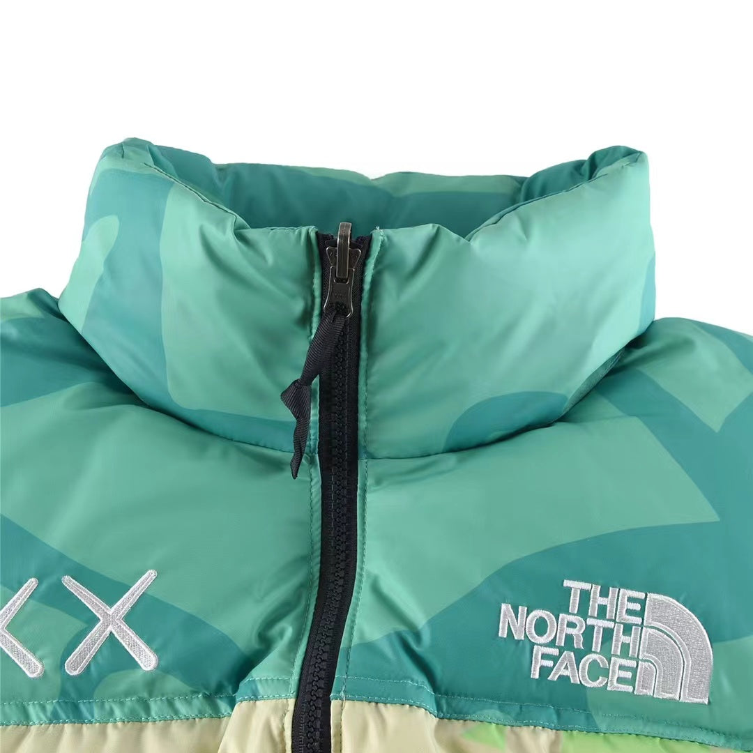 KAWS x The North Face Youth Retro 1996 Nuptse Jacket Green Nuptse Print