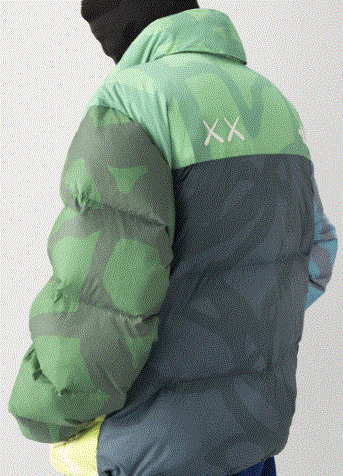 KAWS x The North Face Youth Retro 1996 Nuptse Jacket Green Nuptse Print